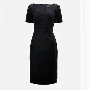J Crew Square Neck Sheath Dress in Black Velvet EUC Size 6